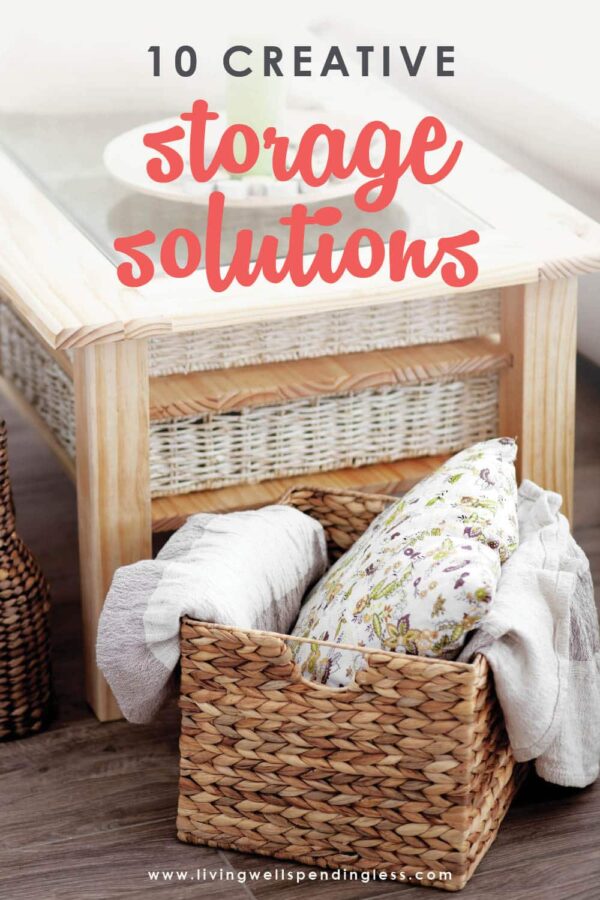 Need more space for your stuff? Use these creative storage solutions to maximize organization within your home and declutter! #declutter #organization #organizationalhacks #storagesolutions #maximizespace #tinyliving #storage