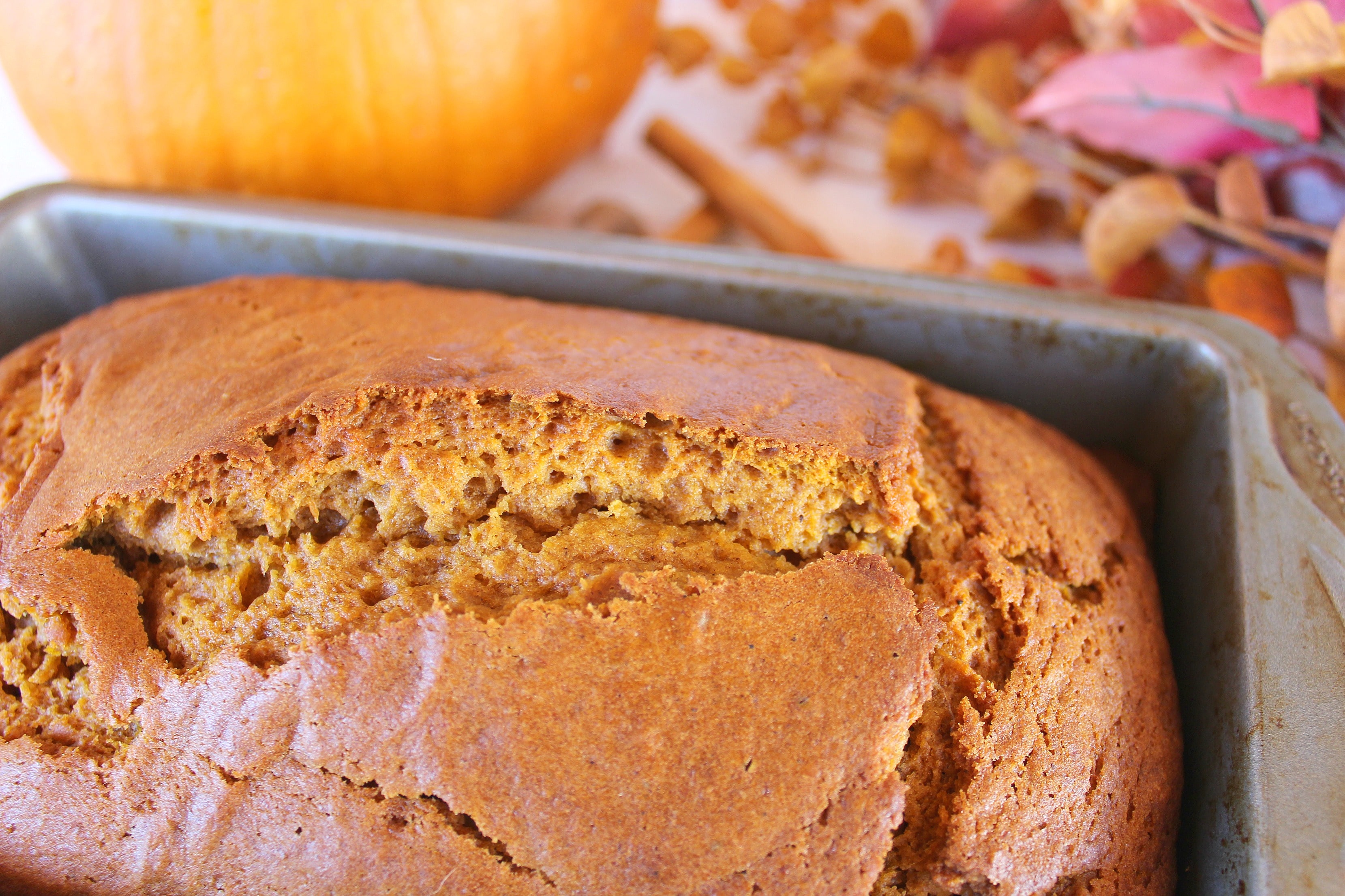 Once your pumpkin bread is done baking allow it to cool before cutting. 