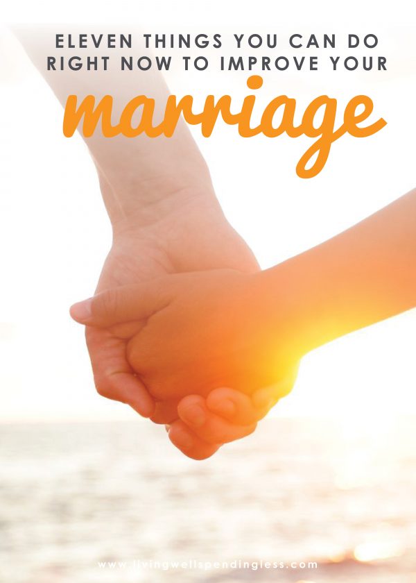 Let's face it--marriage can be a challenge sometimes! If you and your spouse have ever found yourself just going through the motions, you won't want to miss these 11 simple things you can do right now to improve your marriage. It's a must read whether you've been married for 5 months or 50 years!