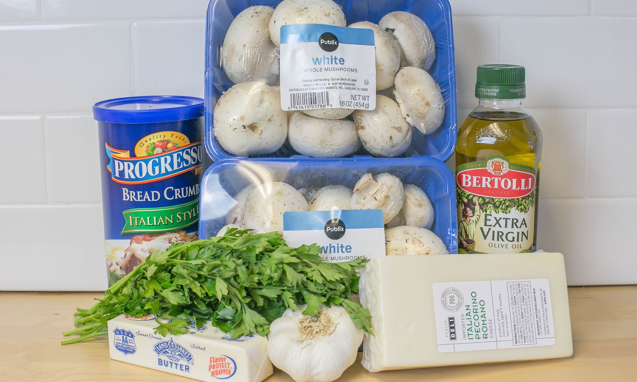 Simple Stuffed Mushrooms ingredients.
