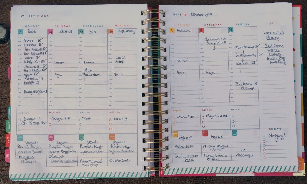 The Living Well Planner has great weekly planning pages.