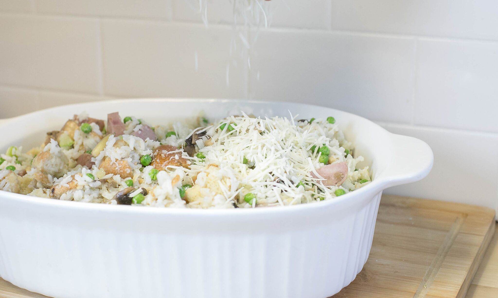 Transfer rice stuffing to casserole dish. 