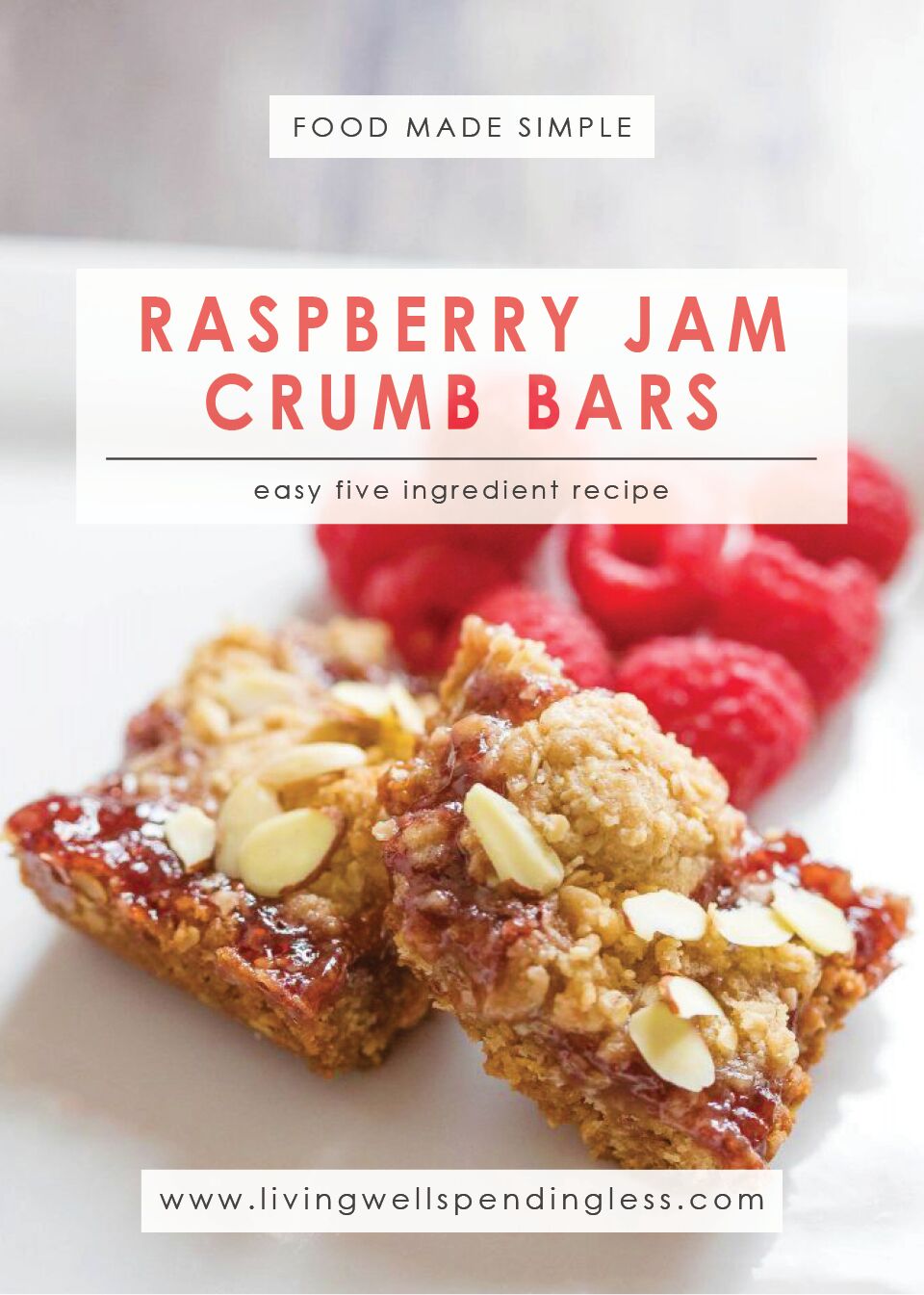 Raspberry Jam Crumb Bars | Easy 5 Ingredient Recipe | 5 Ingredient Dessert | Easy Dessert Recipe | Semi-homemade Dessert