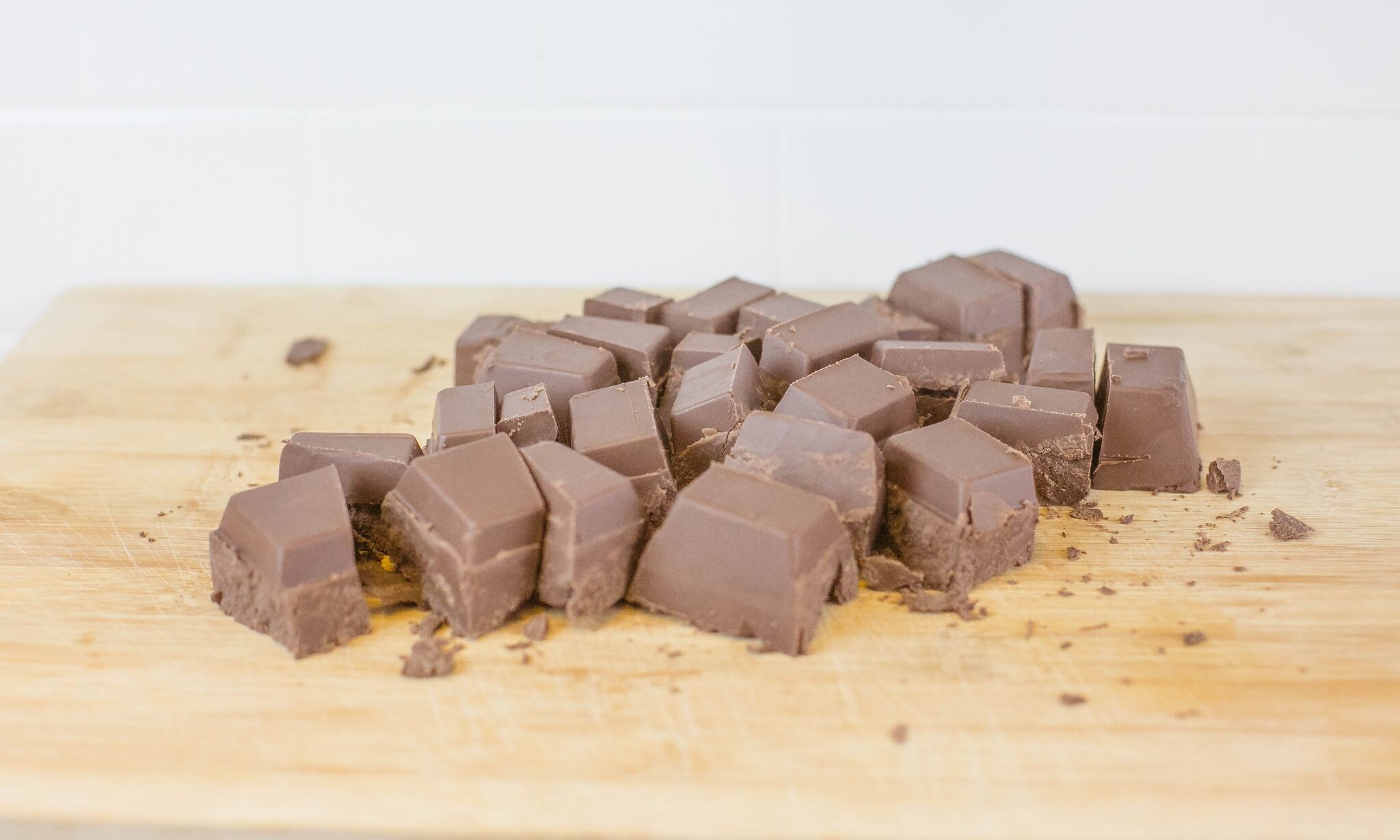 Chop chocolate almond bark into smaller pieces. 