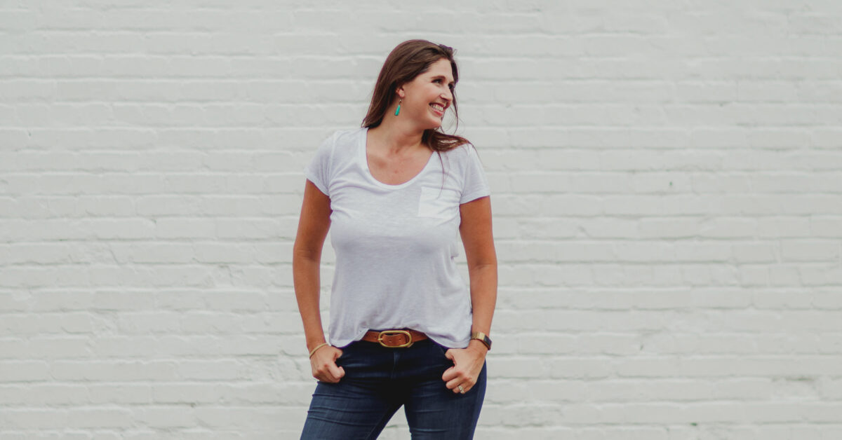 white t shirt and white jeans