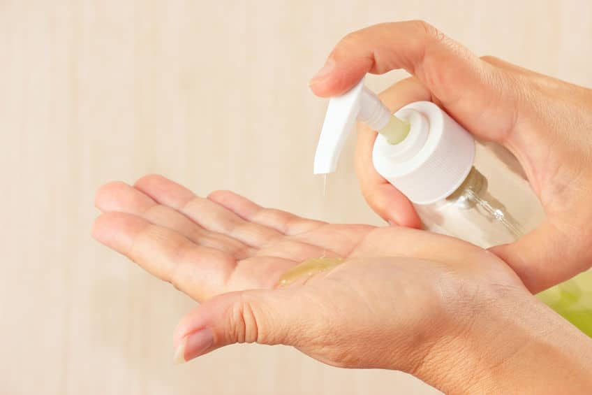 Use hand sanitizer to disinfect hands. 