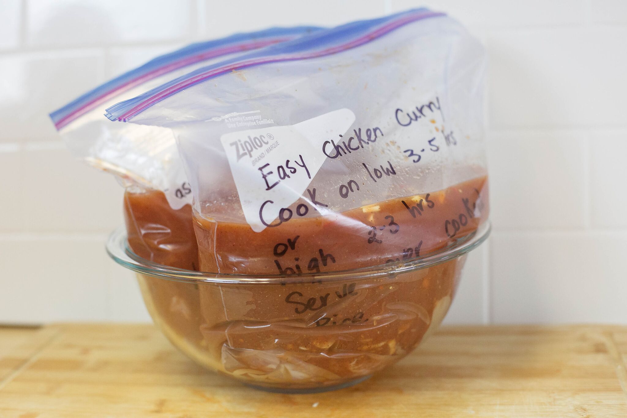 Divide mixture into gallon sized bags and freeze for later use. 