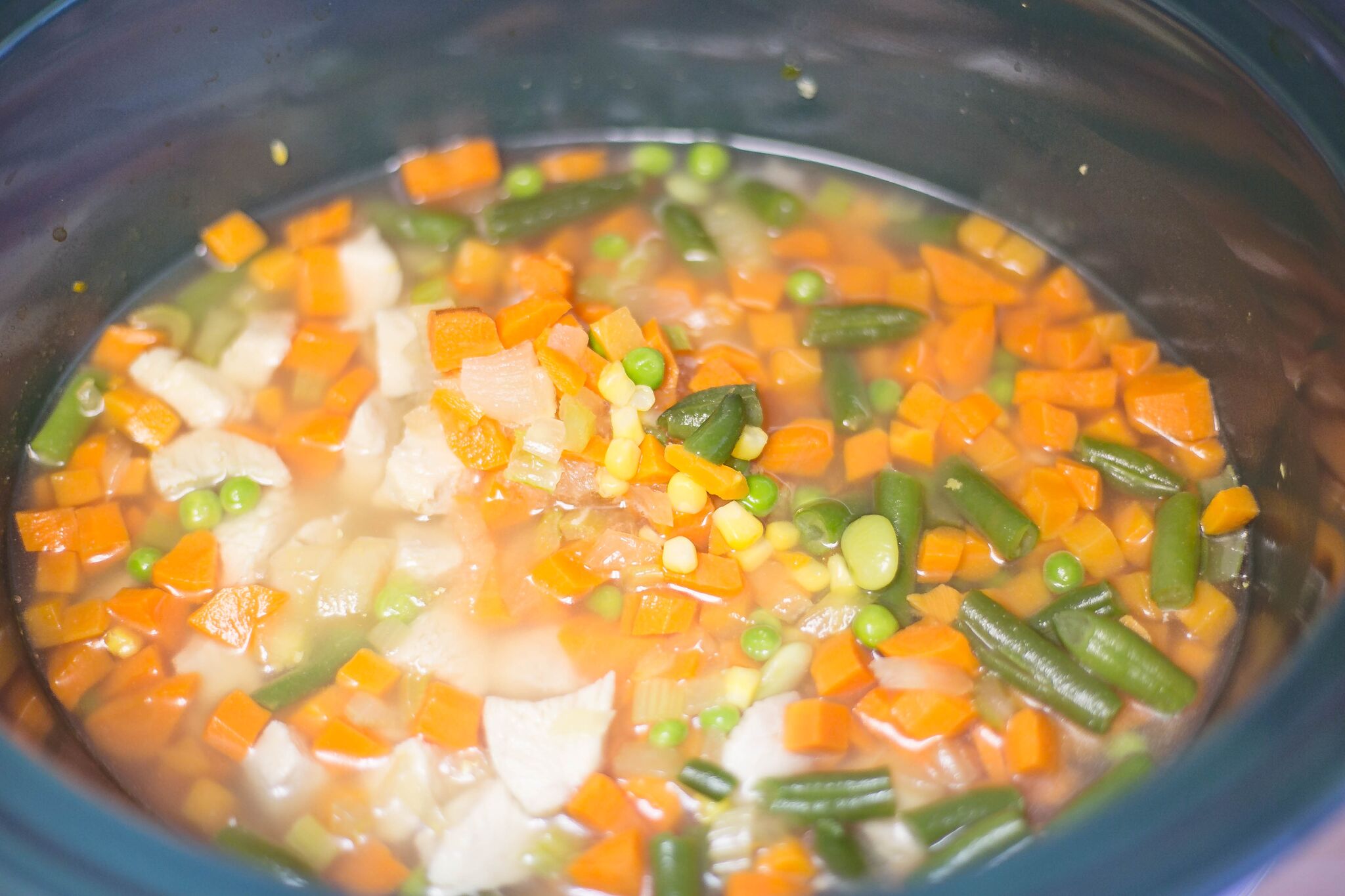 Cook frozen mixture in crockpot 