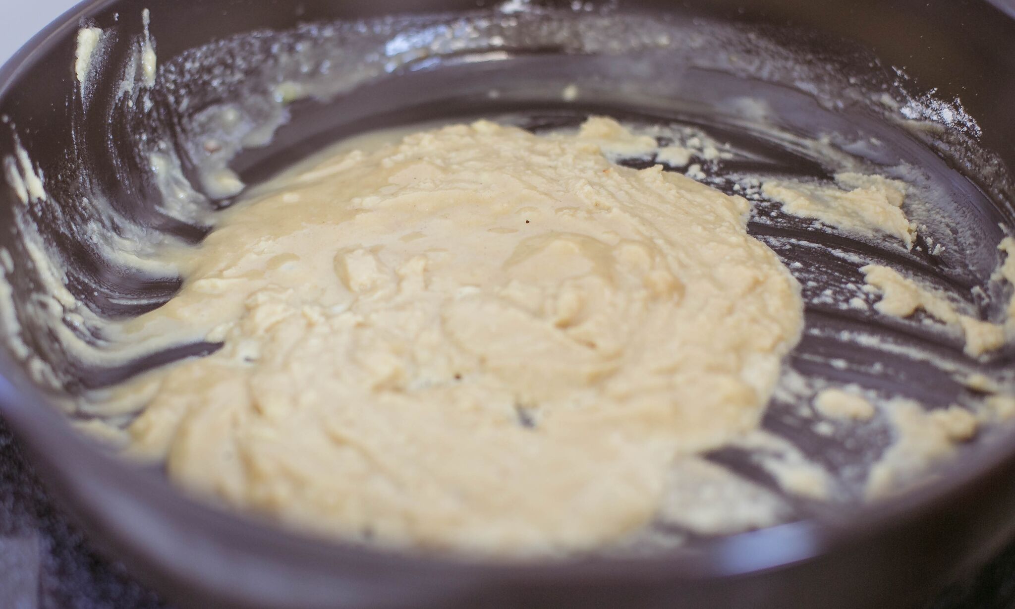 Melt a half cup of butter then mix with flour until very light brown. 