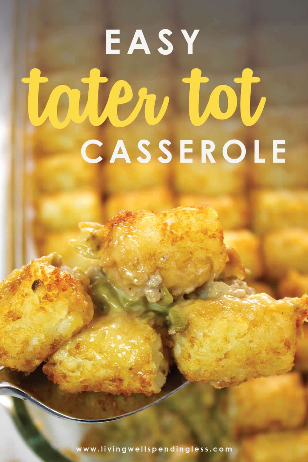 Looking for an easy comfort food dinner that your whole family will love? This simple Tater Tot Casserole is the perfect go-to comfort food recipe!