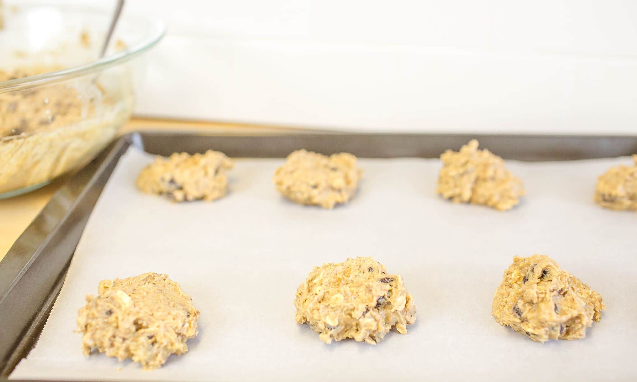 Spoon tablespoons of batter onto baking sheets, lined with parchment paper. 