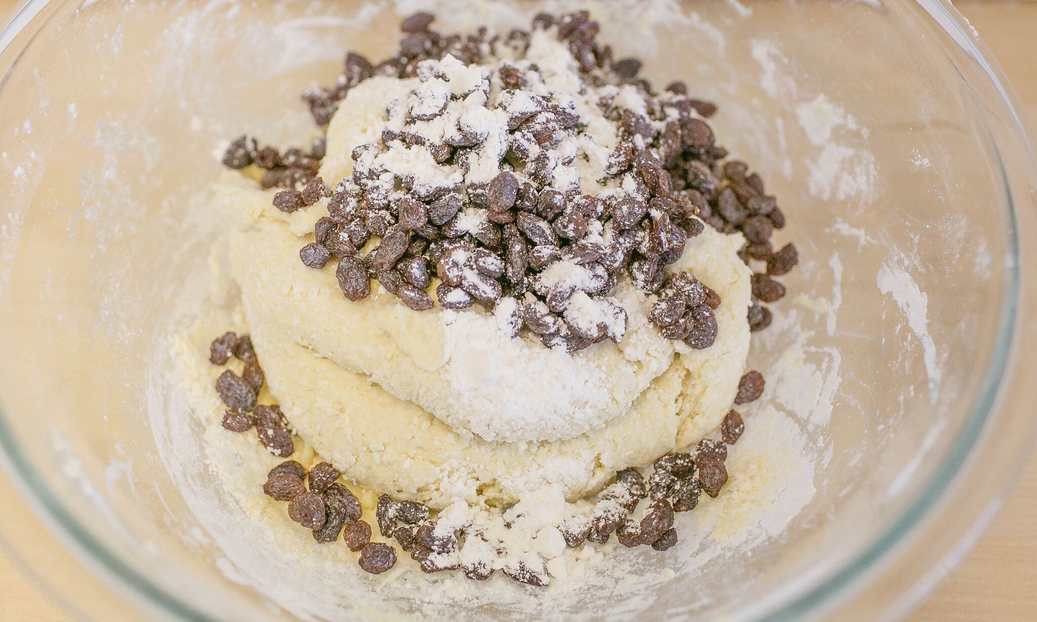 Fold raisins into your soda bread. 