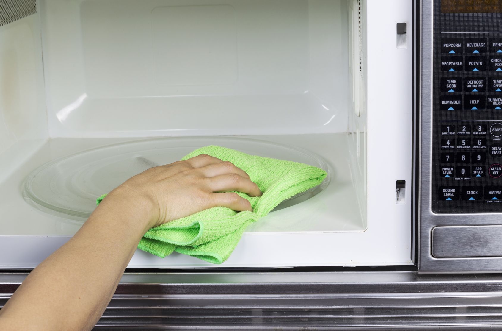 Towel off your microwave when spring cleaning your kitchen. 