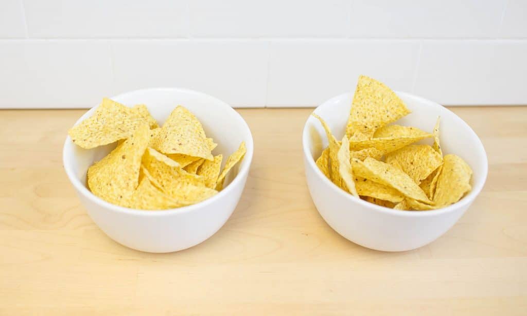 Step 1- fill bowls with chips