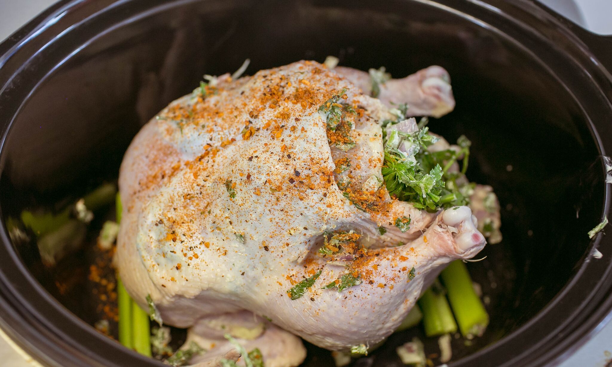 Sprinkle seasoning to top of chicken. 