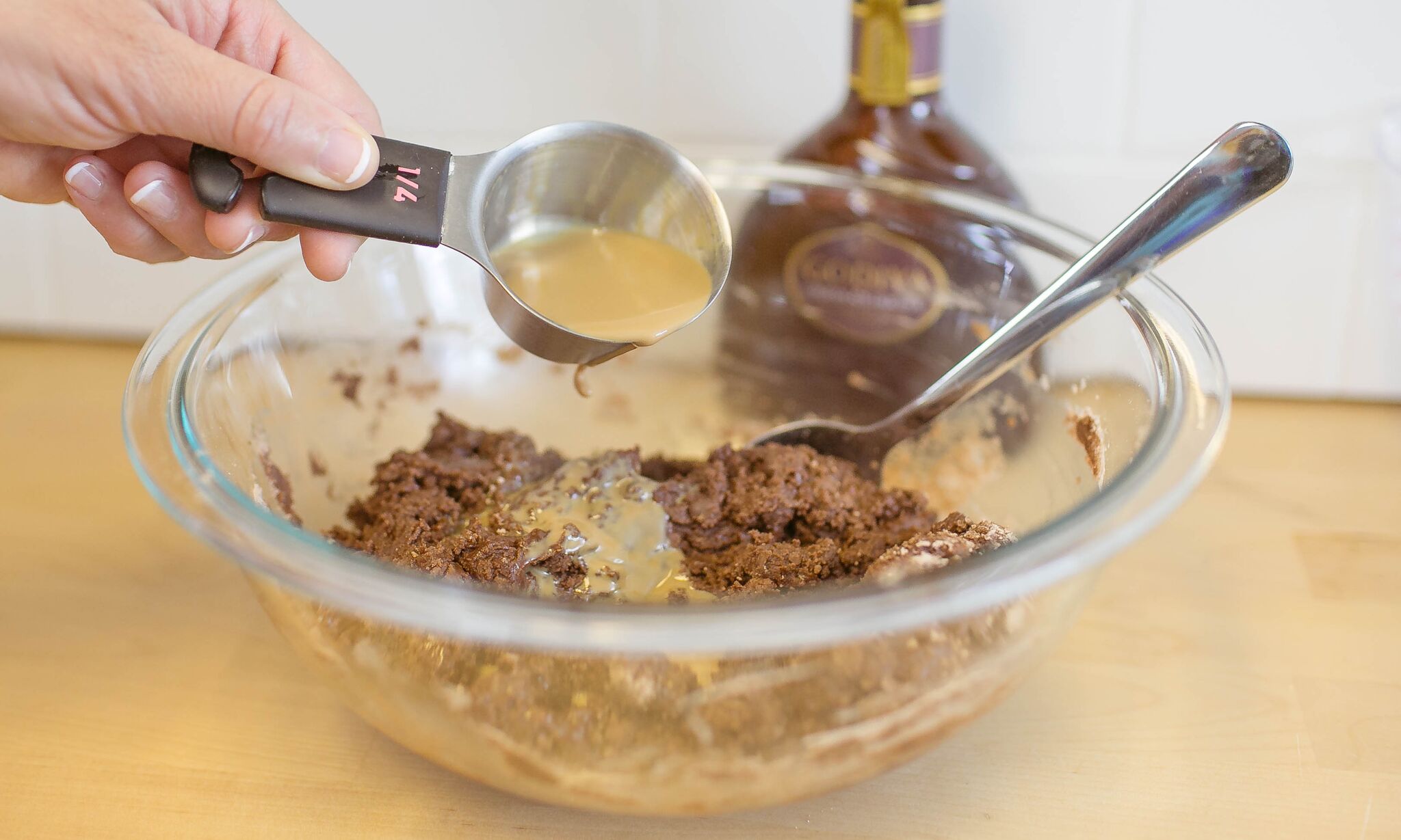 Prepare brownie mixture according to box instructions and replace water with the Godiva liqueur.