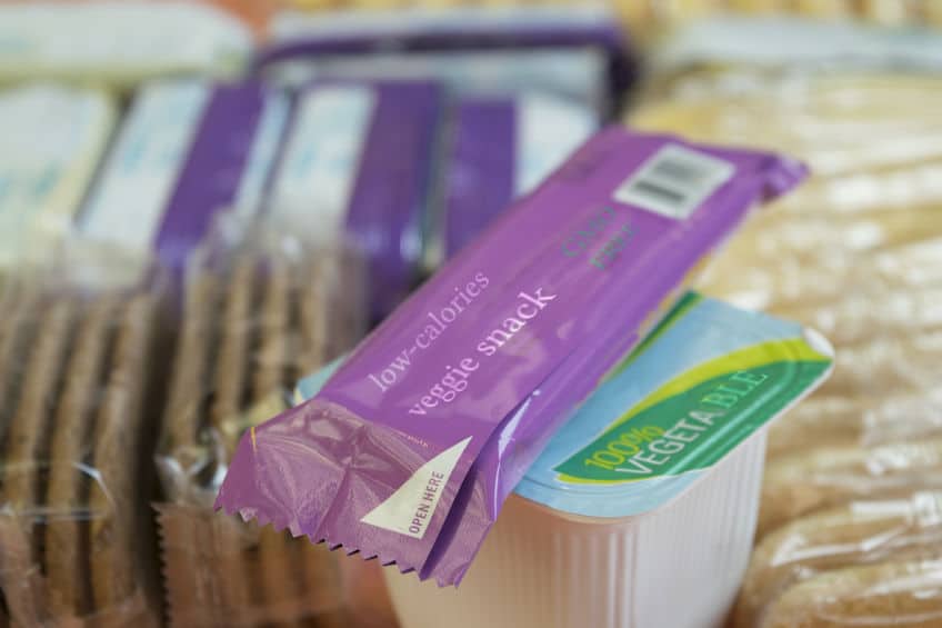 Power bars, granola bars, and yogurts are easy snacks to keep prepped and ready to go on a snack shelf