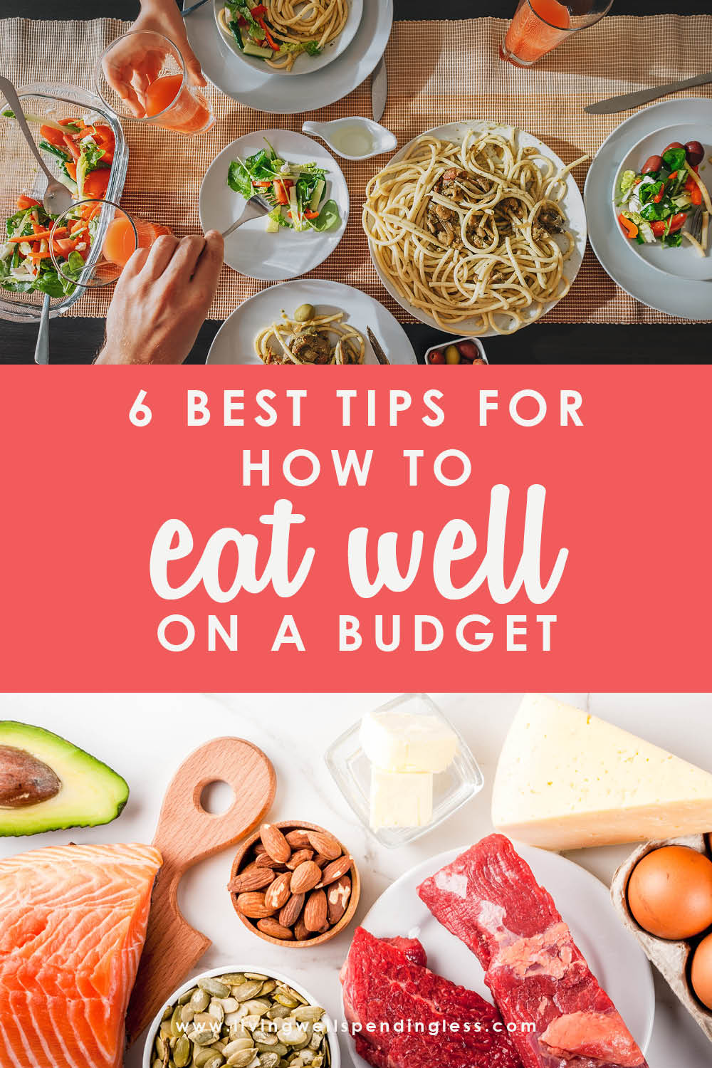 Think eating healthy has to cost a fortune? These tips for how to eat well on a budget will shed some light on nutritious meals the whole family will love! #healthfuleating #eatingonabudget #mealsavingtips #moneysavingtips #grocery #affordableeating #grocerymoneysavingtips #eatwell #grocerybudgettips