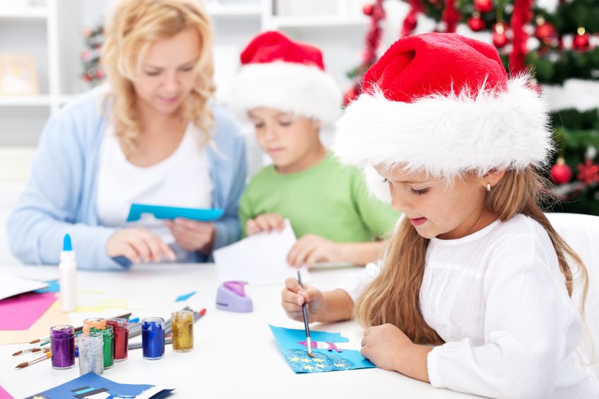 Have your kids help with hand decorating Christmas cards for the family.