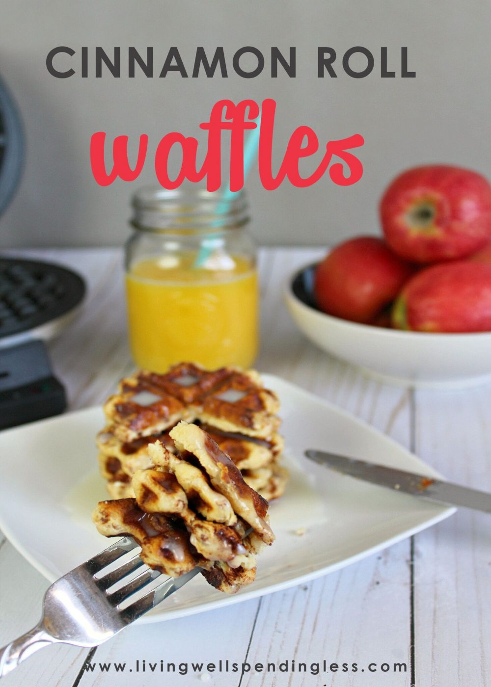 Want something special for breakfast on Saturday? You don't have to spend all morning in the kitchen. Your kids will love these cinnamon roll waffles and you will too with less than 5 ingredients.