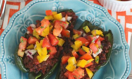 Stuffed Poblanos with Bell Pepper Salsa