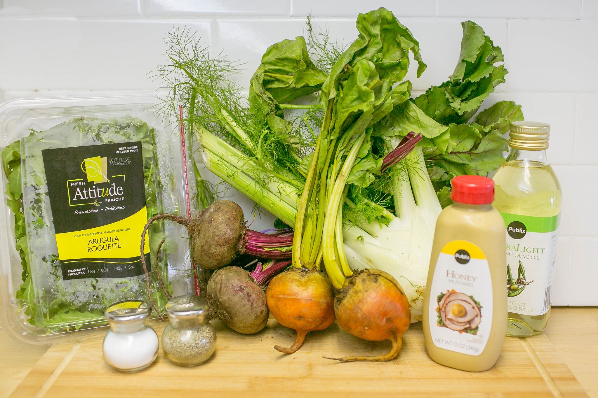 Ingredients for roasted beets and fennel salad