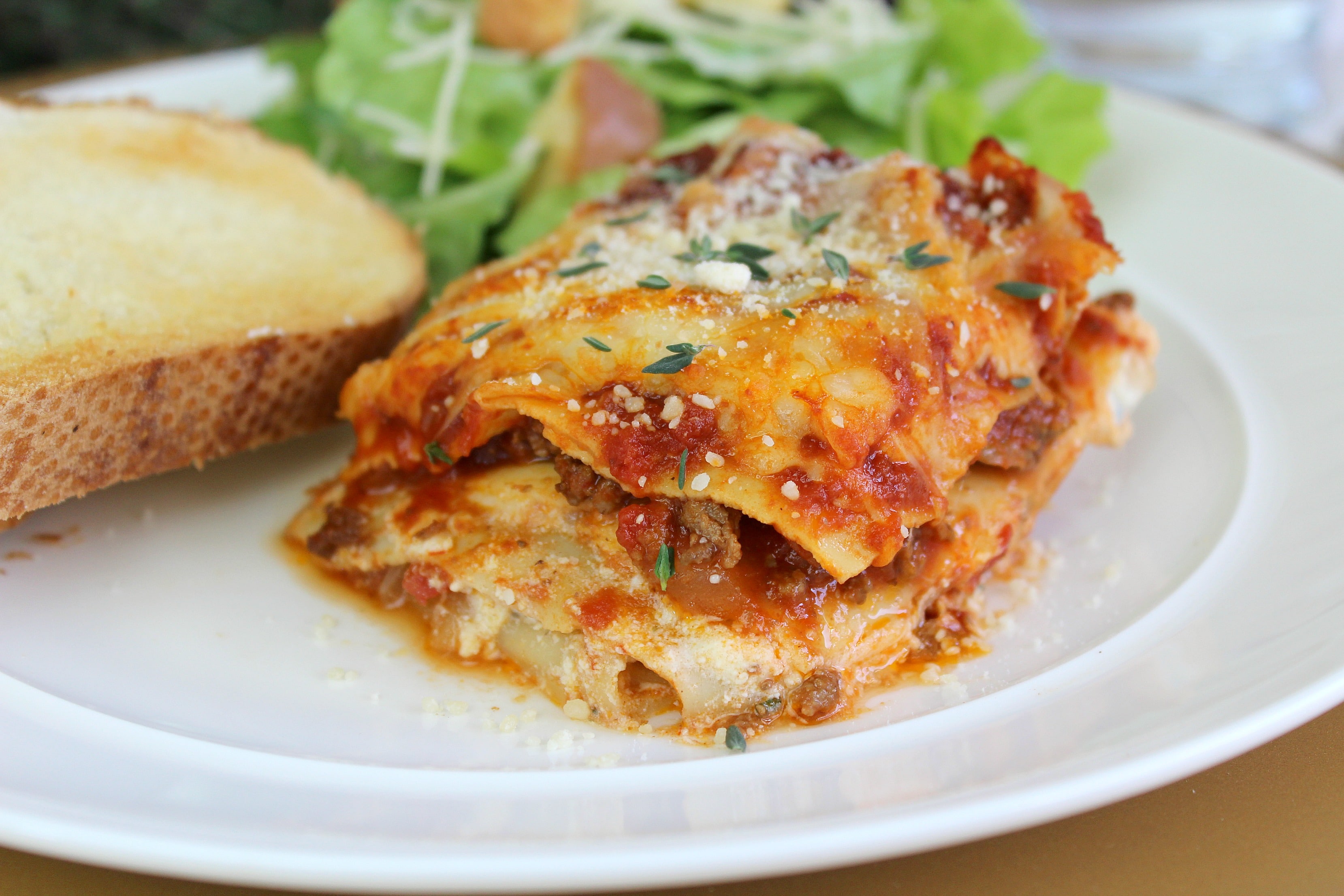 Enjoy a plate of this easy vegetarian lasagna with a side of crusty garlic bread and a green salad. 