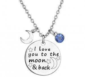 TISDA Birthstone Crystals Necklace - "I Love You to the Moon and Back" | 15 Awesome Valentine Gift Ideas Under $15