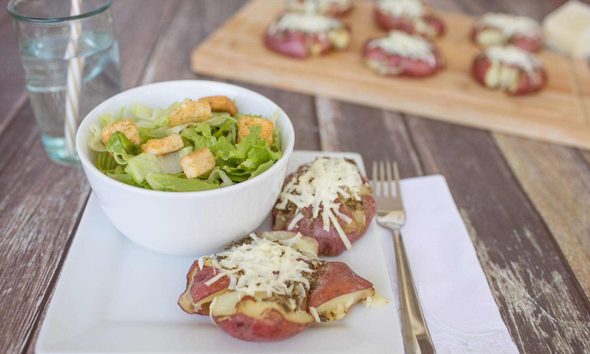 You can serve these delectable Smashed Pecorino Romano Potatoes as a main course or as a hearty side. 