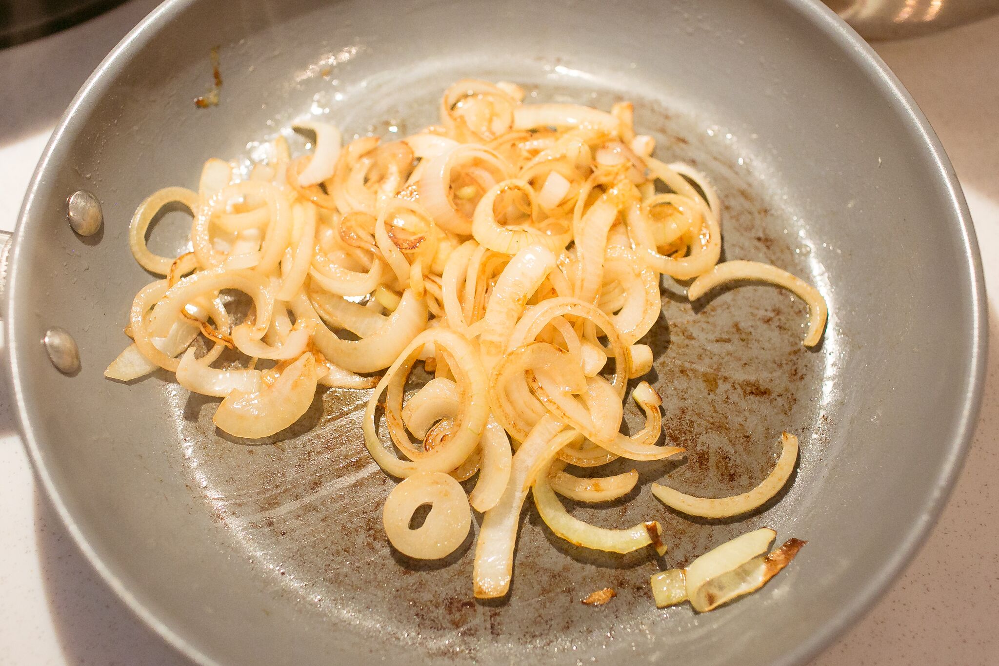 Cut onions and cook in oil until caramelized 