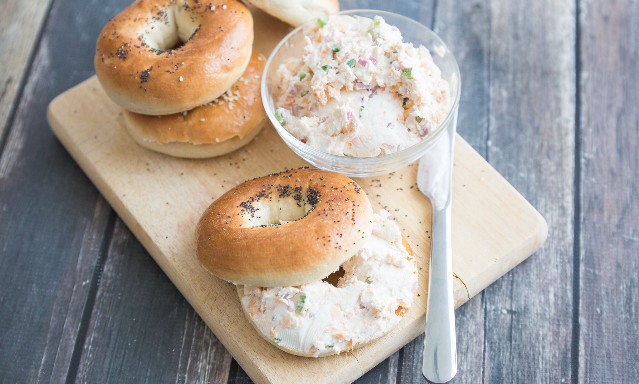 Allow mixture to serve or serve with bagels right away. 