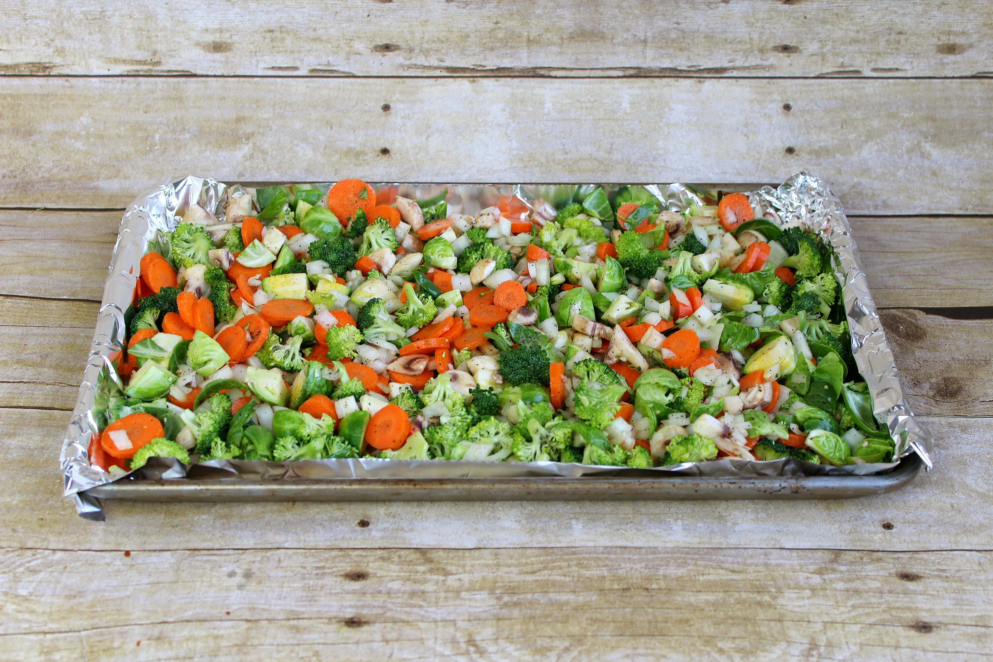 Spread the veggies out on a baking pan before roasting