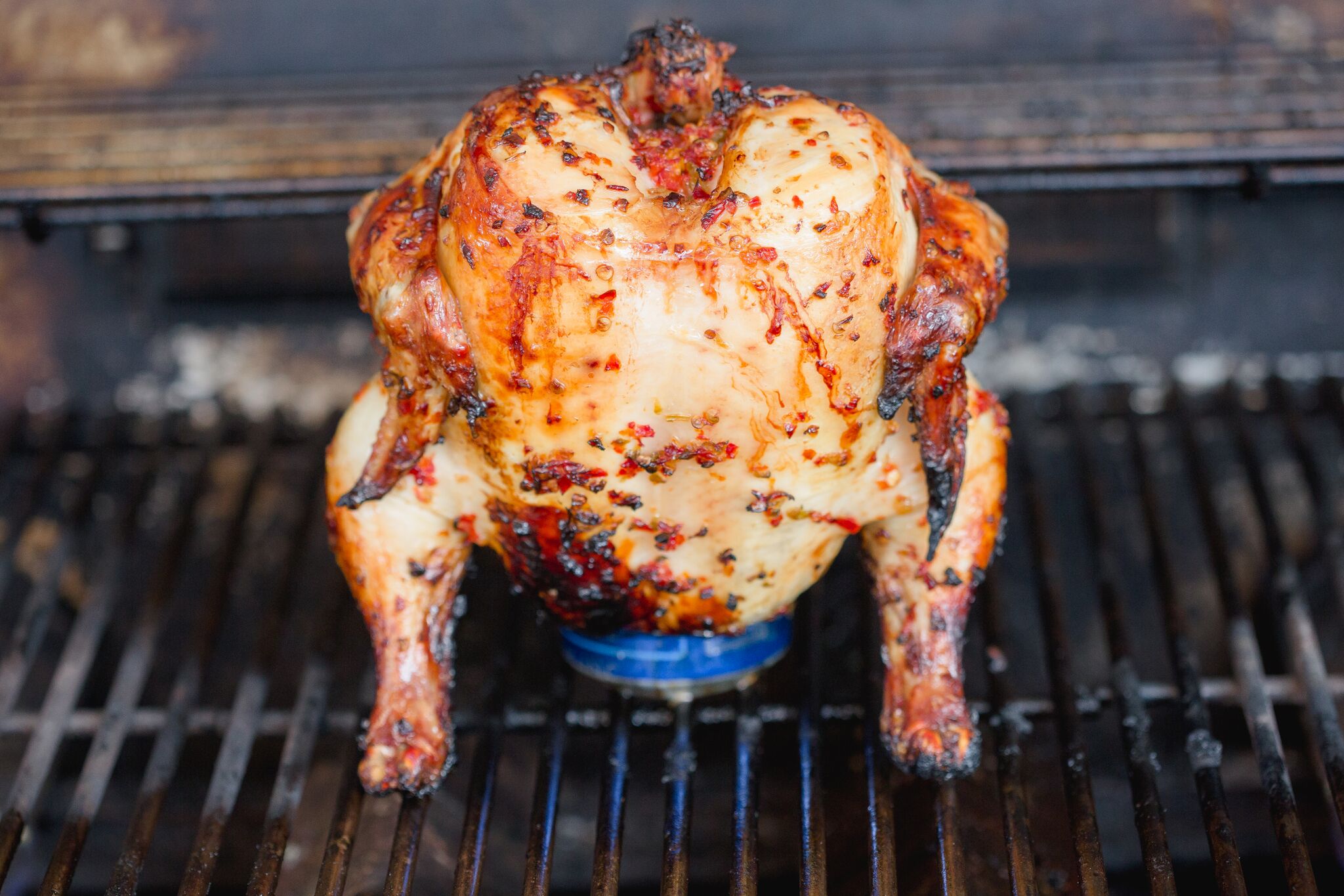This beer can chicken is done grilling and looks delicious!