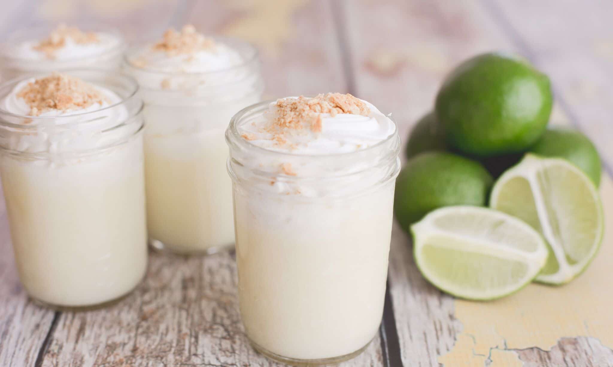 Store this key lime custard in mason jars and top with whipped cream and graham crackers