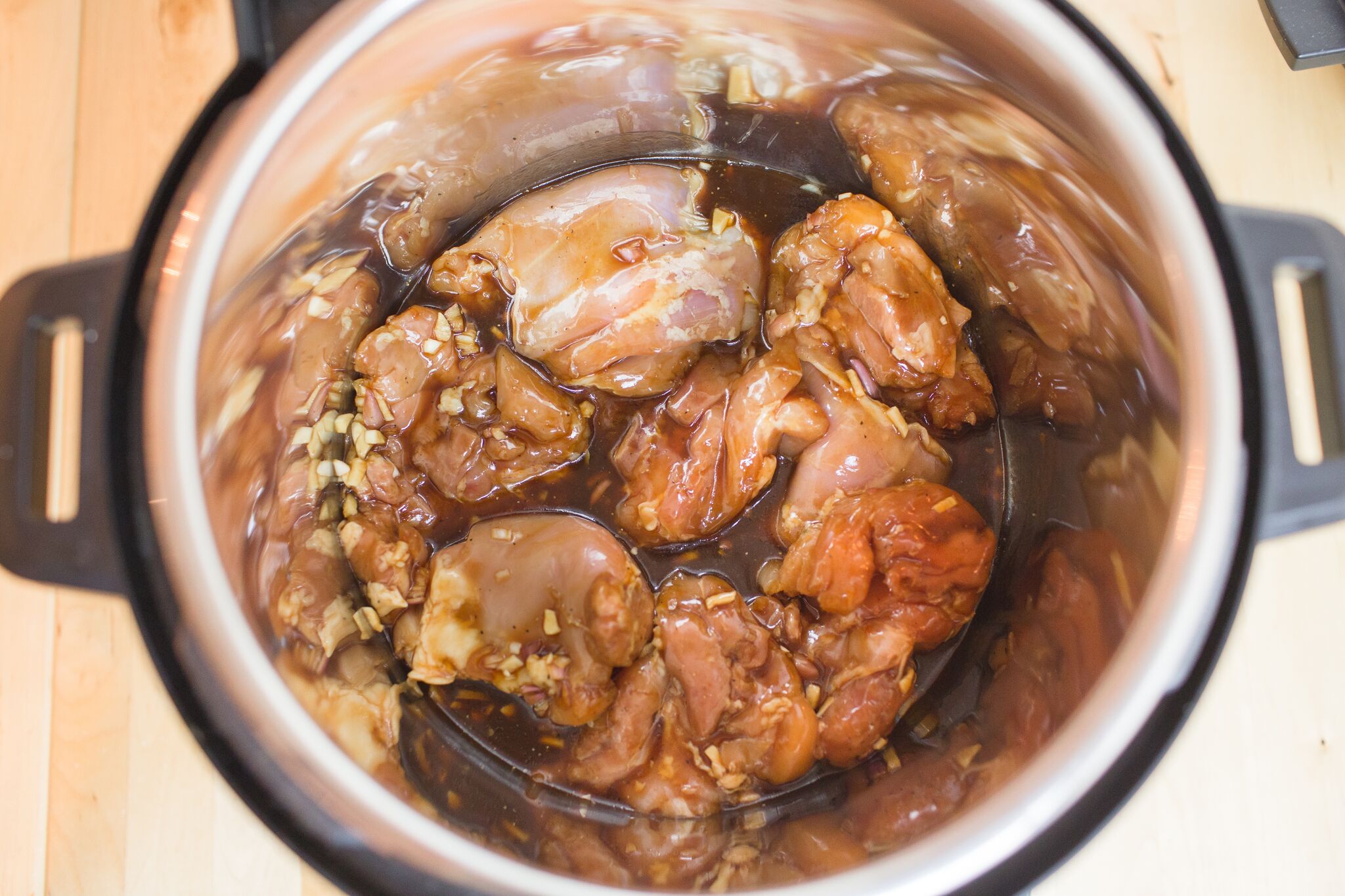 Chicken can also be cooked with marinade in Instant Pot.
