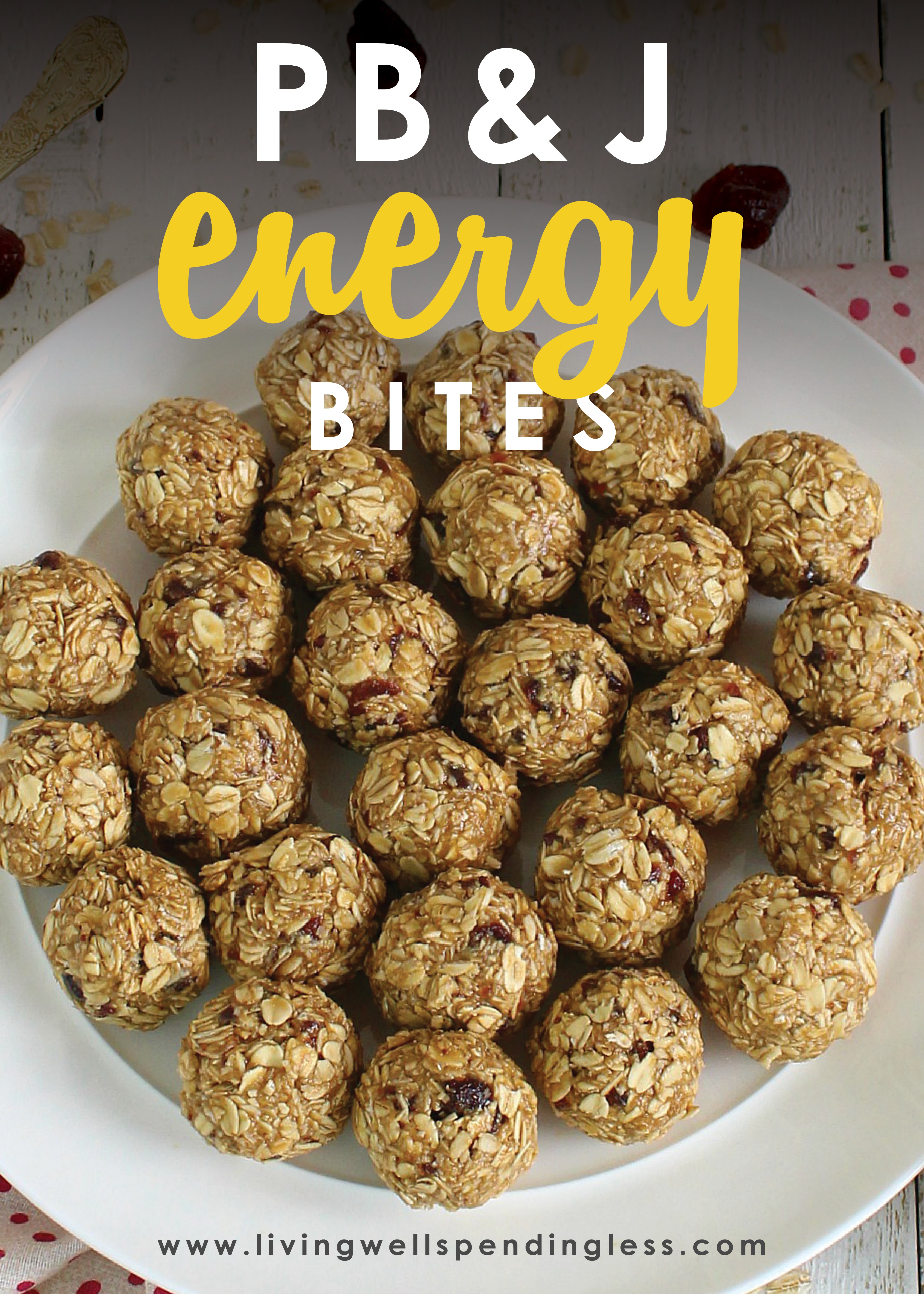 Looking for a healthy snack to send with your kids to school? Gone are the days of packing a simple peanut butter and jelly sandwich for lunch at many schools due to peanut allergies. This incredibly simple PB&J energy bite recipe is actually nut free! #livingwellspendingless #foodmadesimple #recipes #backtoschool #nutfree #peanutbutteralternatives