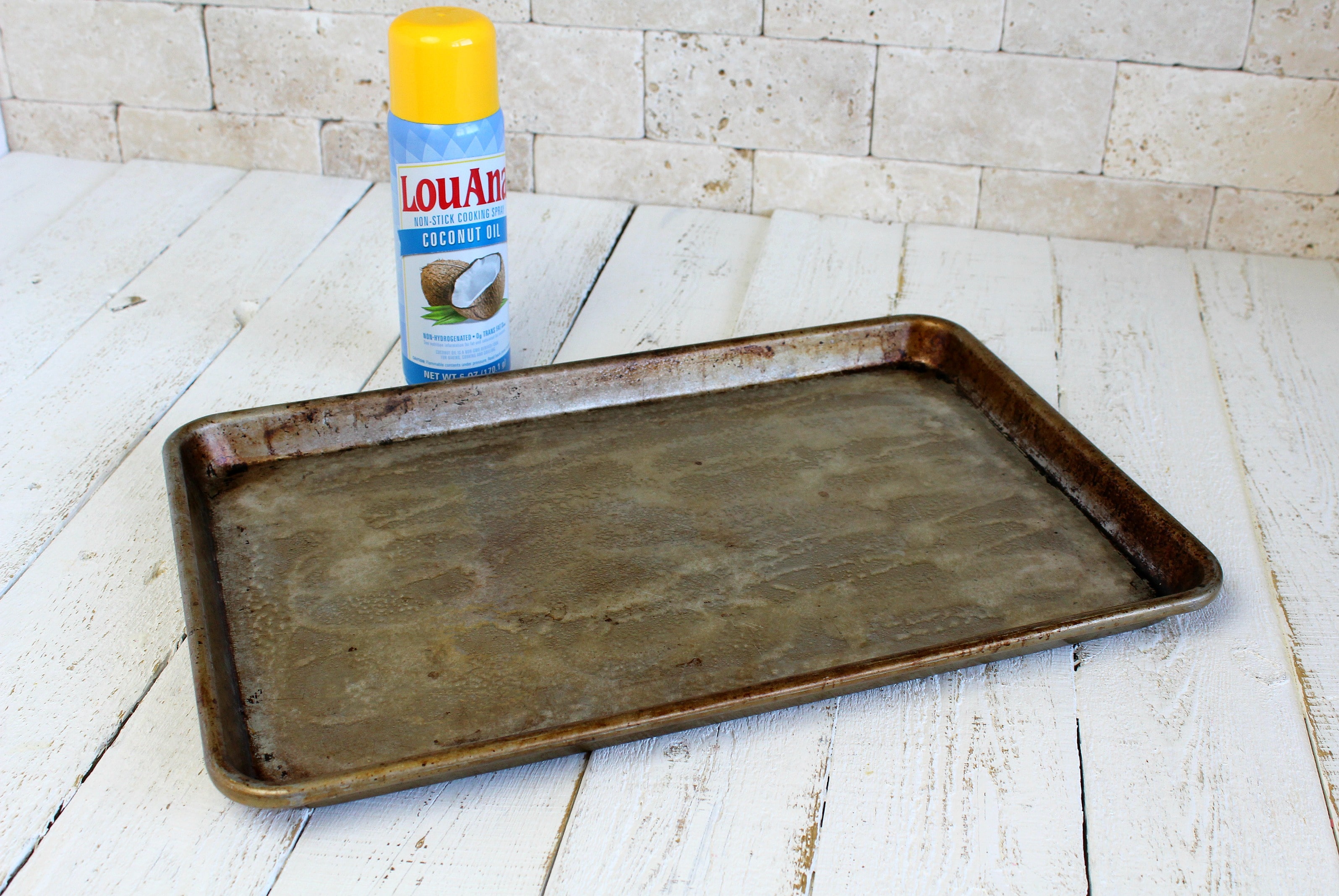 Coat a baking sheet with cooking spray (or you can line with foil for easy clean up)