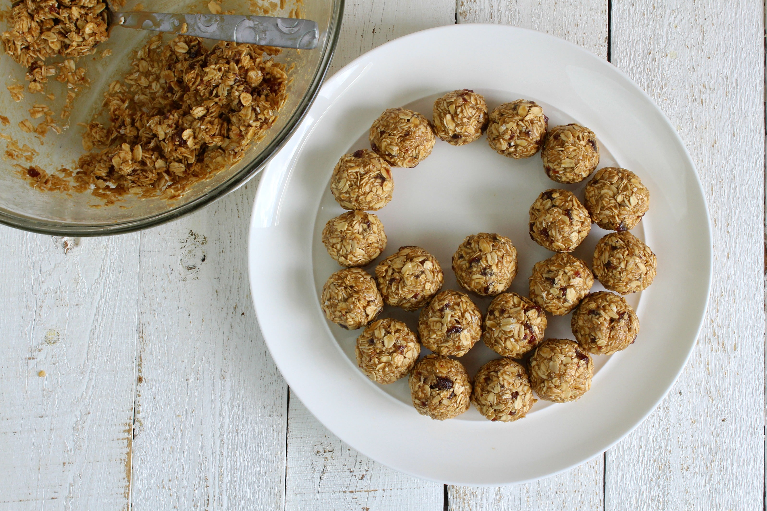 Use a spoon to measure out the PB&J bites and roll with your hands