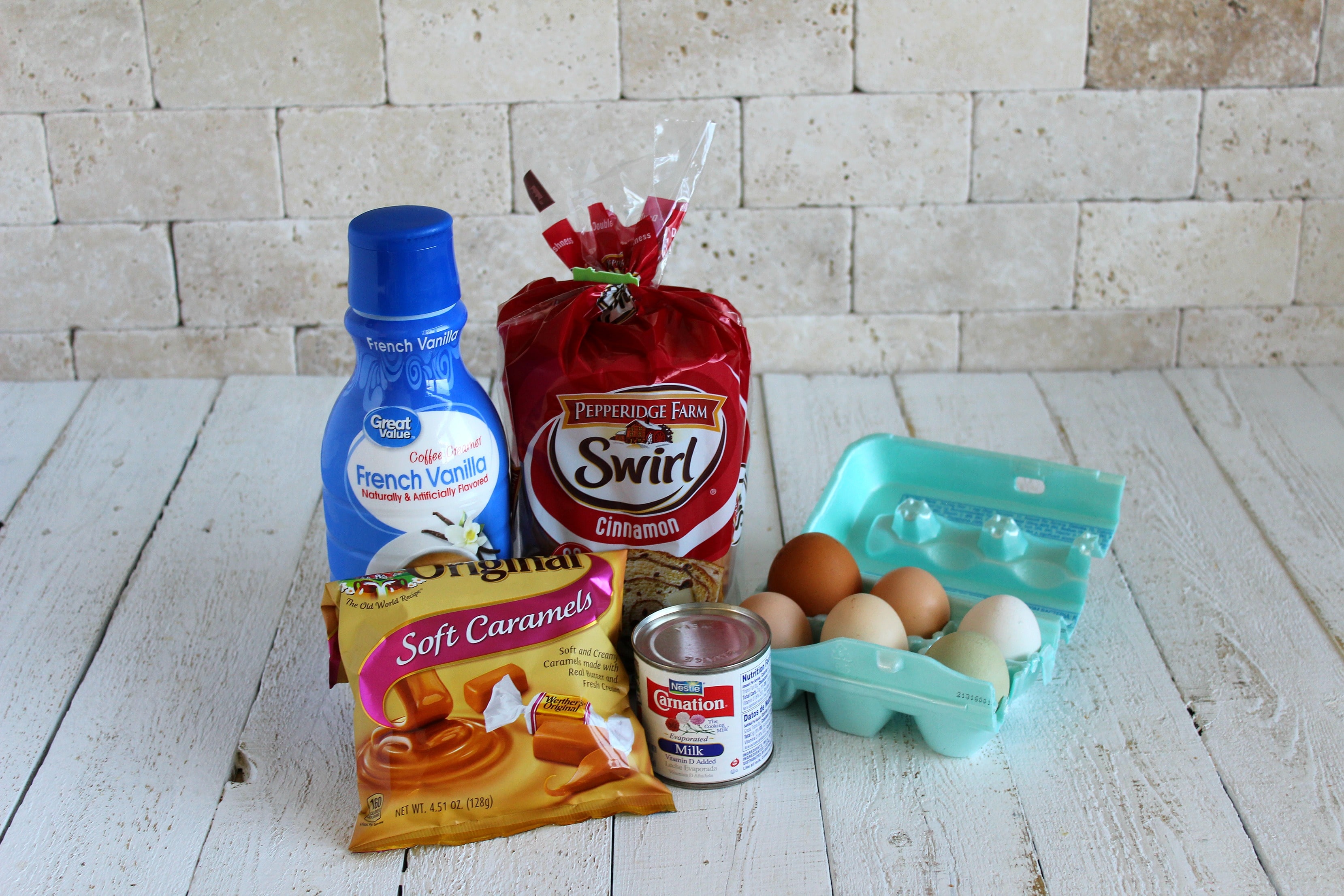 ingredients for the best bread pudding ever!!