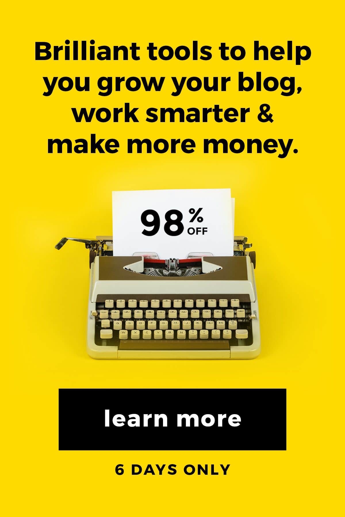 Ever thought about blogging? Don’t miss your chance to grab the Genius Blogger’s Tool Kit! It’s an incredible bundle of more than 77 tools & resources for bloggers, including eBooks, eCourses, printable packs, and more. The total value is over $5,500, but for six days only you can get it for just $97! Whether you are just starting out or have been blogging for a while, this is one opportunity you won’t want to miss!