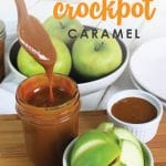 This easy crockpot caramel has just 1 ingredient and is so simple! Enjoy this caramel as a dessert topping, on ice cream, apples, or simply by the spoonful!