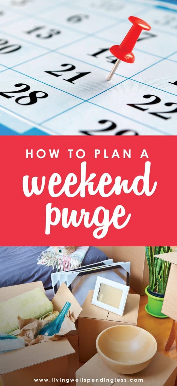 Ready to tackle your household clutter in just three days? Here's how to plan a weekend purge from start to finish! Declutter and organize your house!
Weekend Cleaning | Weekend Purge | Home Cleaning | Cleaning Tips | Cleaning Hacks | Declutter Rules | Home Organization | Decluttering Tips & Ideas | Spring Cleaning | Spring Cleaning Tips