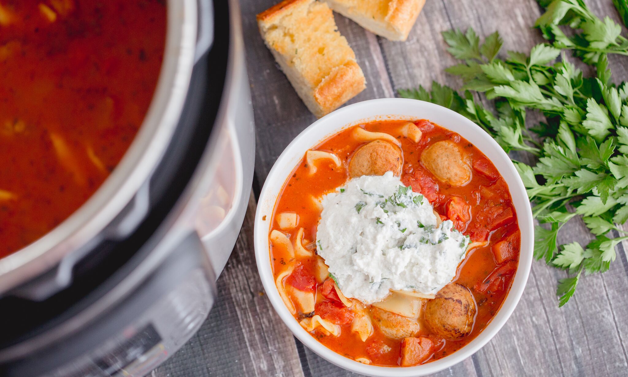 Final product- this soup is so good!!-Looking for a hearty meal that the whole family will love? This Lasagna Soup recipe tastes great, uses simple, easy-to-find ingredients, and can be made in an hour or less! Did we mention it's a perfect recipe for the Instant Pot too? 