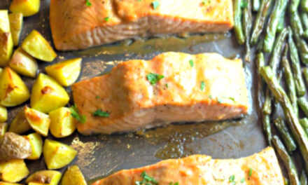 Maple Glazed Sheet Pan Salmon with Potatoes and Green Beans