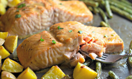 Maple Glazed Sheet Pan Salmon with Potatoes and Green Beans