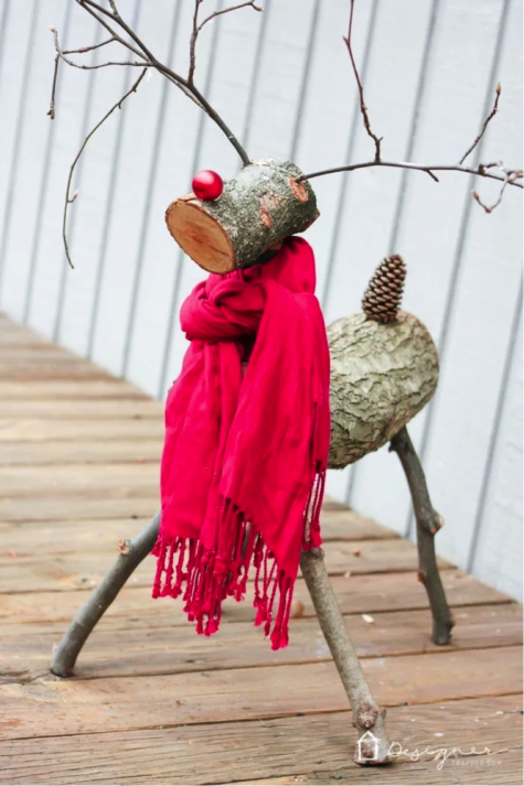 DIY Reindeer made from wood scrapes so cute and free!