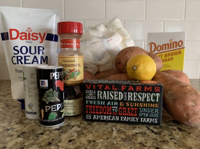 Ingredients for twice baked seet potatoes