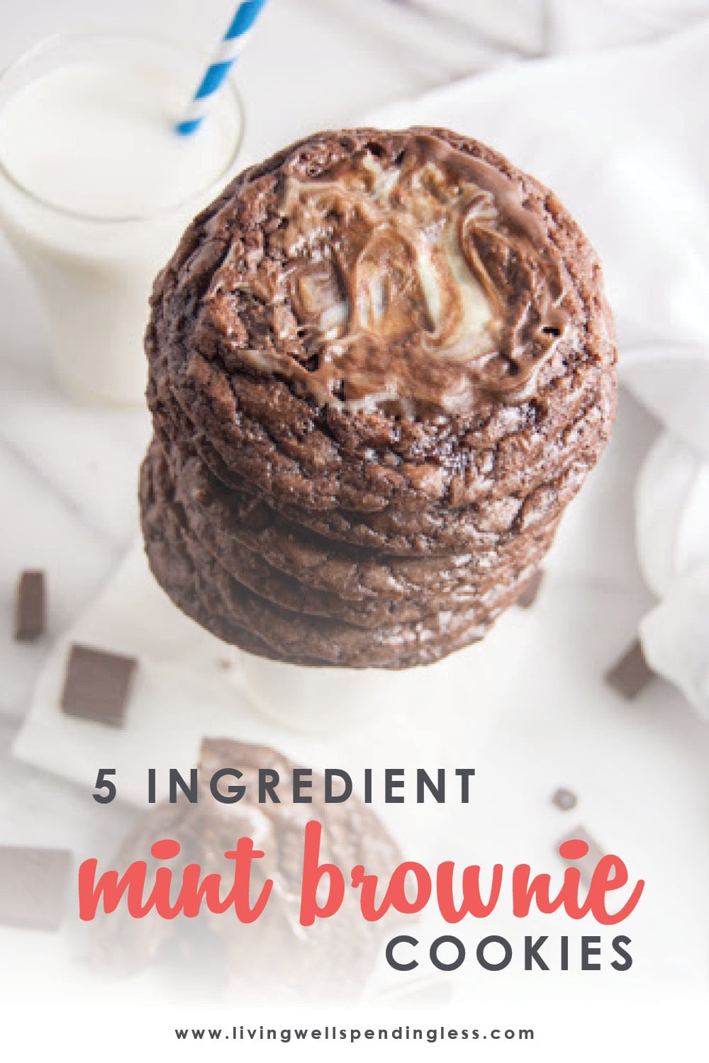 Need a go-to holiday cookie recipe you can whip up FAST? These ridiculously delicious Mint Brownie Cookies are deceptively easy and come together in minutes with just five simple ingredients. Consider this your Christmas miracle! (You're welcome!) #recipes #cookierecipes #mintchocolate #brownierecipes #5ingredientsorless #holidayrecipes #dessertrecipes #easyrecipes