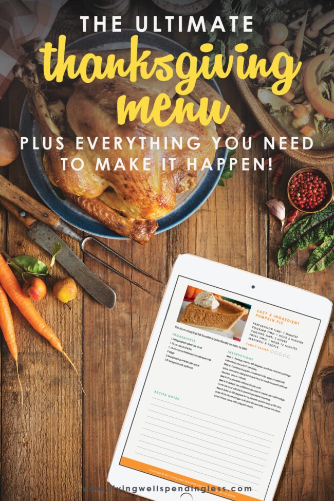 Looking for the ultimate menu for Thanksgiving dinner? We've got you covered! We've even included a shopping list and all the recipes!