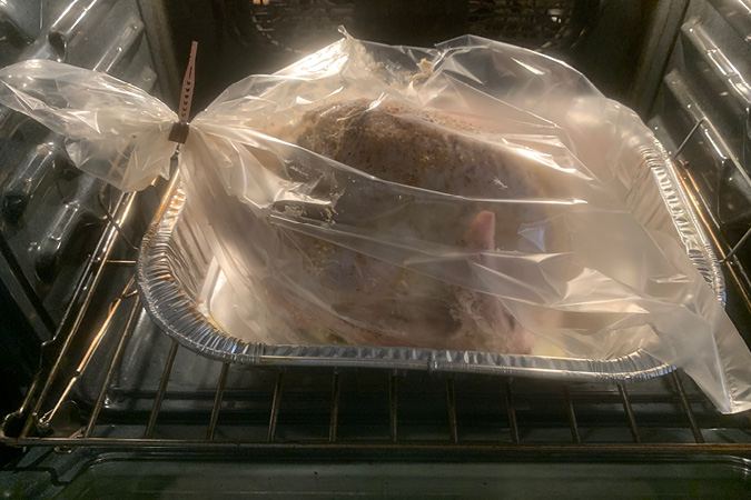 Place turkey in bag.